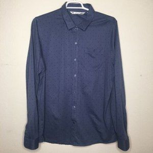 Travis Matthew Button Shirt Sz XL Blue Polka Dot Long Sleeve Golf Stretch Men